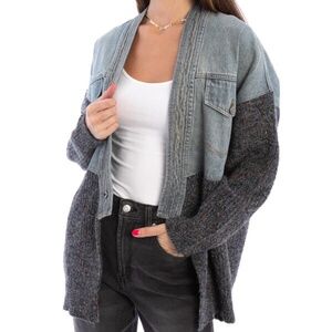 Saachi Denim Sweater Speckled Jacket